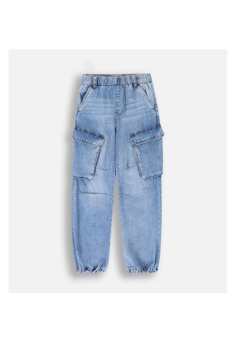Pantaloni copii - blugi cargo - albastru - bumbac