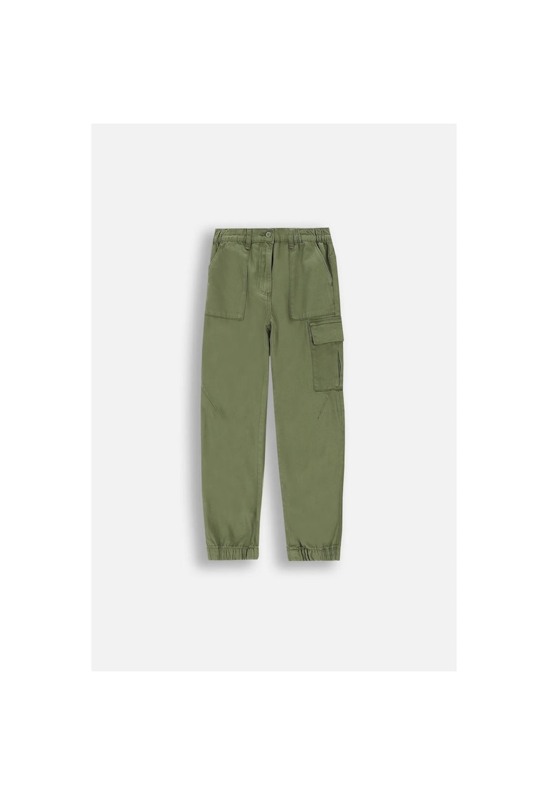 Pantaloni cargo cu terminatii elastice - Verde militar