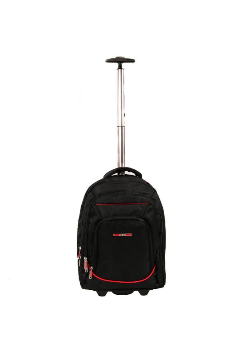 Rucsac cu troler Smiley - 4 compartimente - 46x34x18 cm - negru