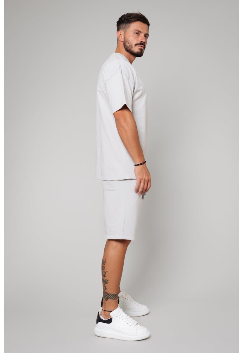 Set LeClub tricou oversized si pantalon scurt Grey 10528 - Gri