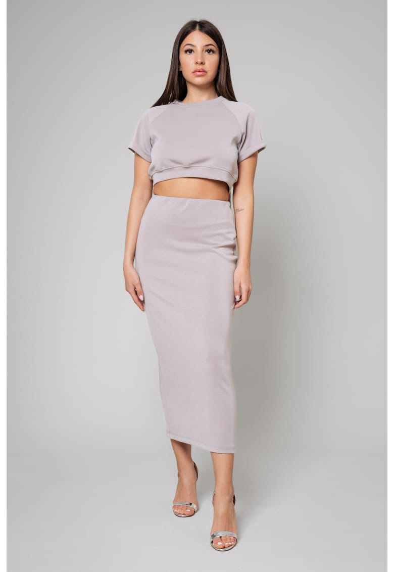 Set Top scurt si fusta Taupe 11399