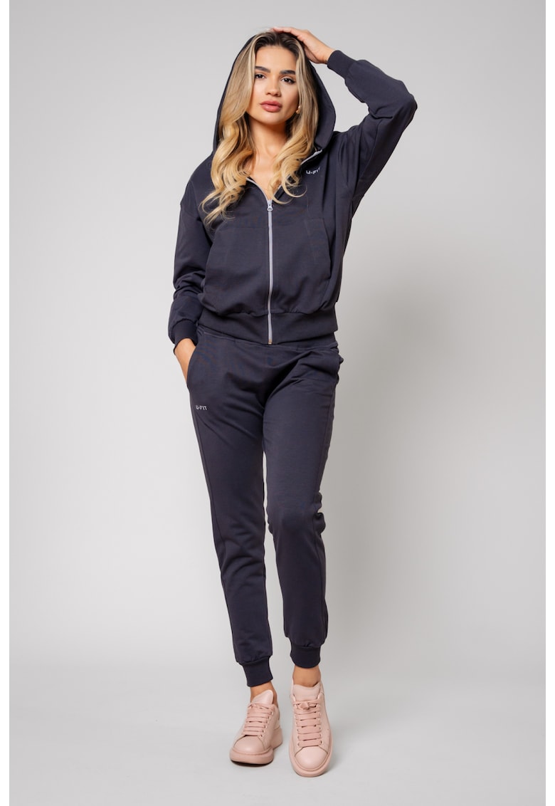 Set HyperA hanorac cu fermoar si pantalon Grey Anthracite 12607