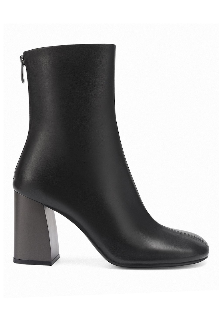 Botine de piele cu toc masiv
