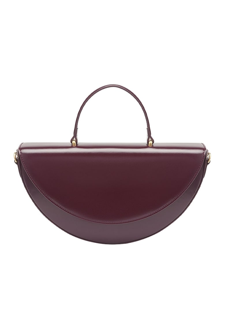 Geanta de piele in forma de semiluna - cu maner - Violet tyrian