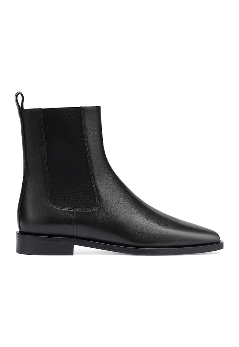 Ghete Chelsea de piele cu varf patrat