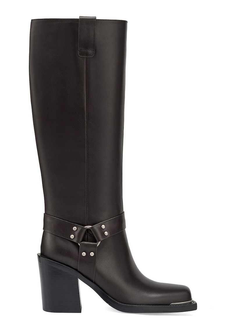 Cizme lungi de piele cu toc cubanez