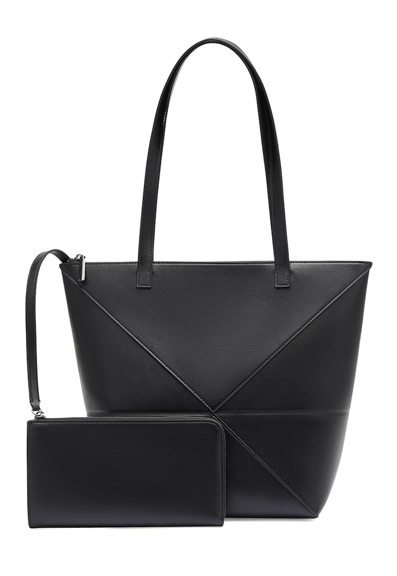 Set de geanta de piele cu maner si portofel