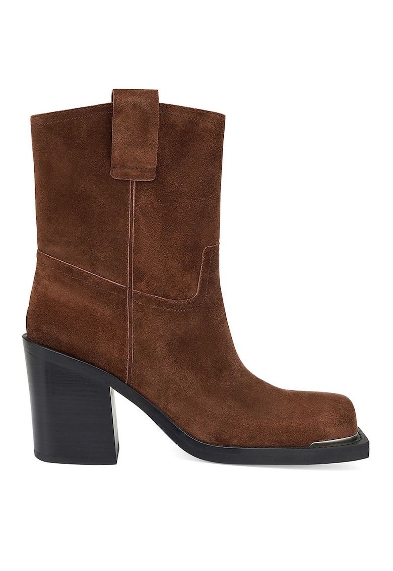 Botine cu varf patrat si toc cubanez