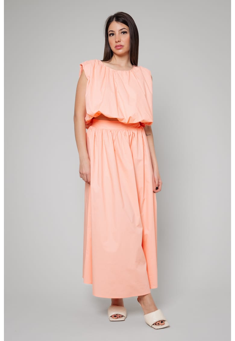 Set bluza cu maneca scurta si fusta lunga Light Orange 10779 - Portocaliu deschis