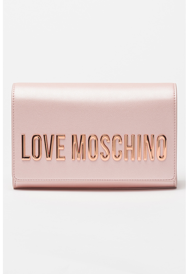 Geanta crossbody de piele ecologica cu logo metalic