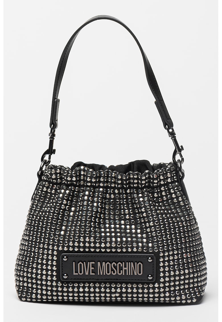 Geanta de piele ecologica cu bareta de umar si aplicatii de nituri