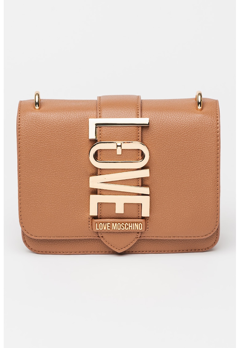 Geanta crossbody de piele ecologica cu logo metalic