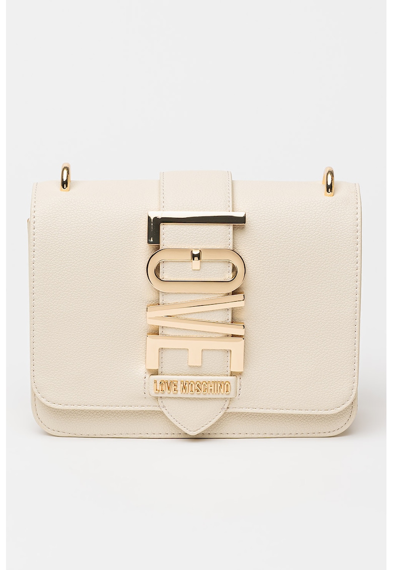 Geanta crossbody de piele ecologica cu logo metalic