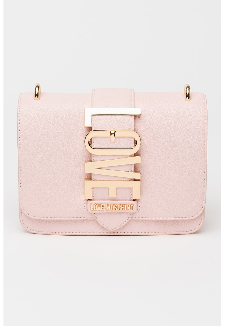 Geanta crossbody de piele ecologica cu logo metalic