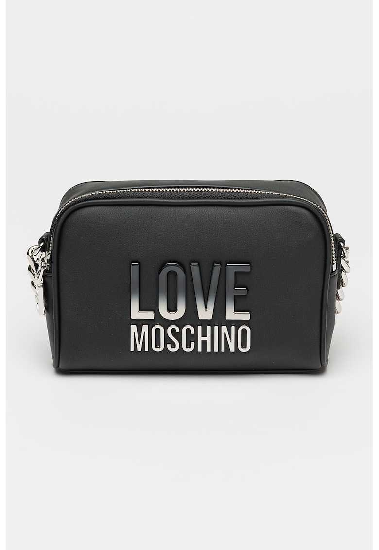 Geanta crossbody cu aplicatie logo metalica