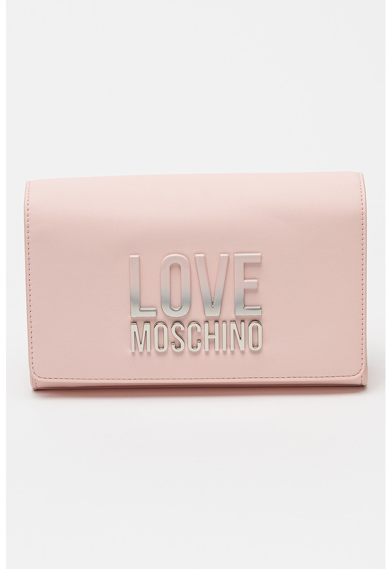 Geanta crossbody de piele ecologica cu aplicatie logo