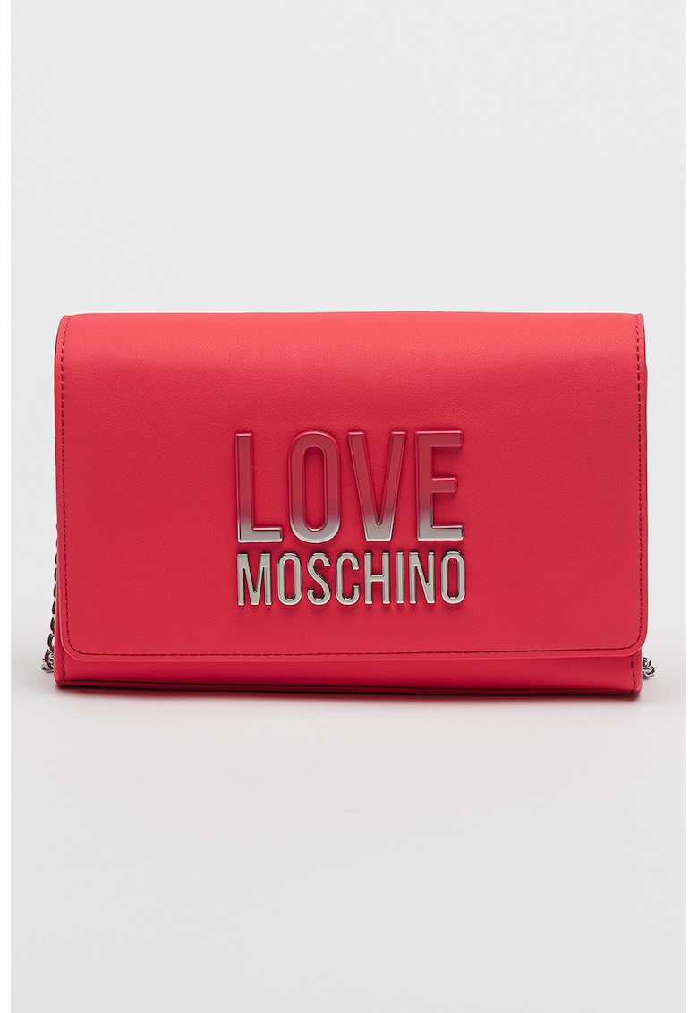 Geanta crossbody de piele ecologica cu aplicatie logo