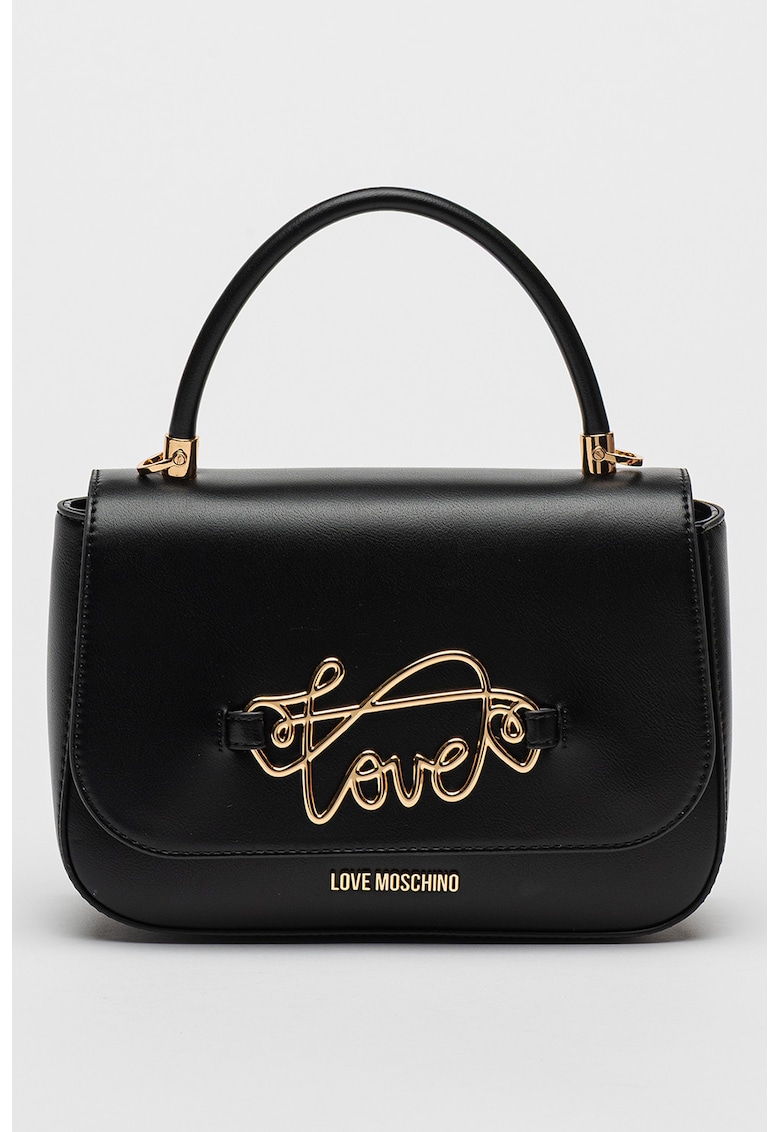 Geanta de piele ecologica cu maner si logo metalic