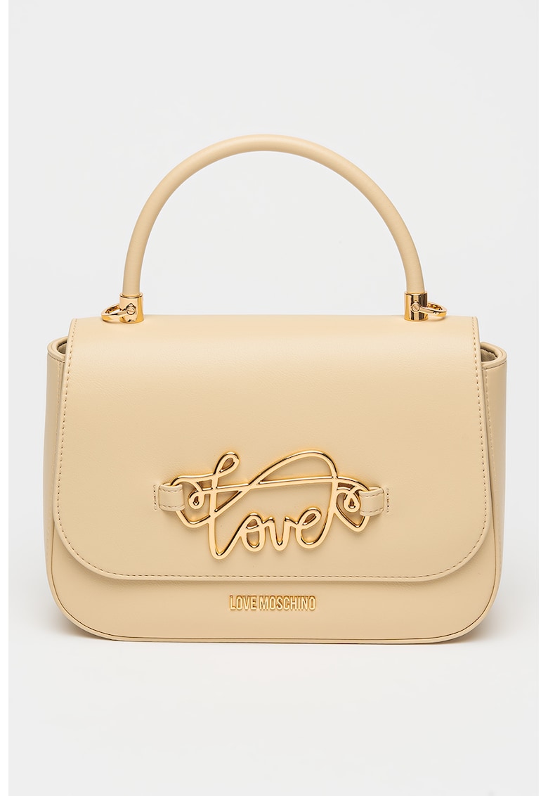 Geanta de piele ecologica cu maner si logo metalic