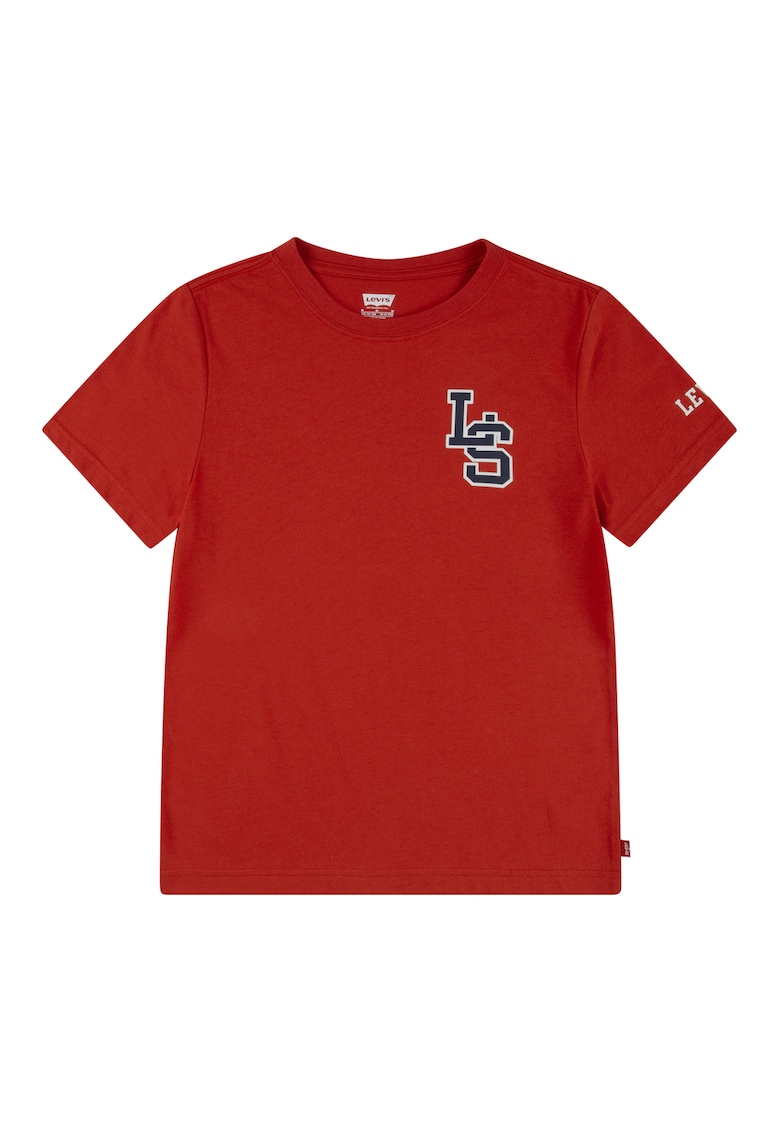 Tricou de bumbac organic cu logo - Rosu/Negru stins/Alb optic