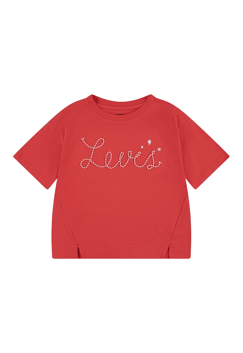 Tricou cu imprimeu logo - Rosu/Alb murdar