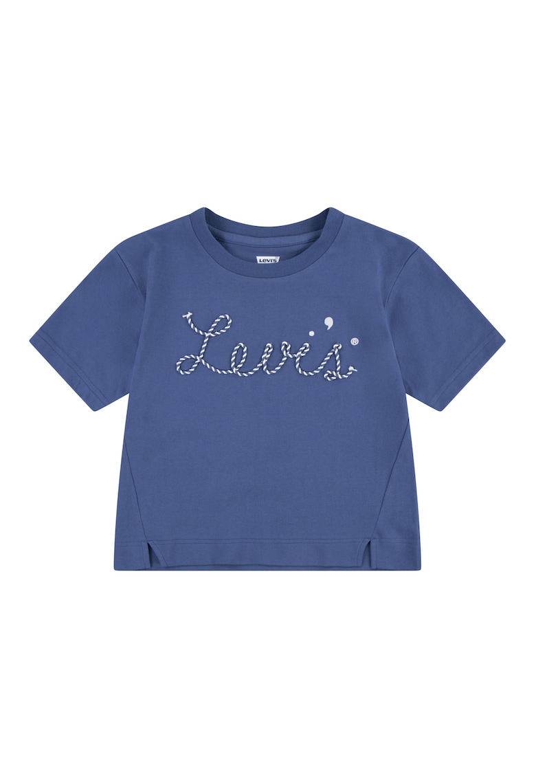 Tricou cu imprimeu logo - Albastru inchis/Alb murdar