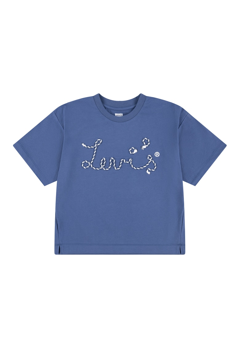 Tricou cu imprimeu logo - Alb/Albastru inchis