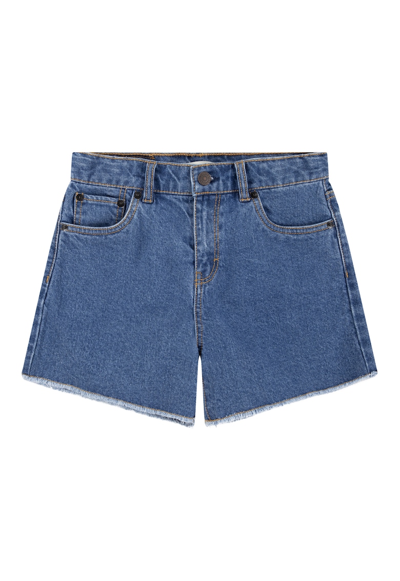 Pantaloni scurti de denim cu model uni - Albastru melange