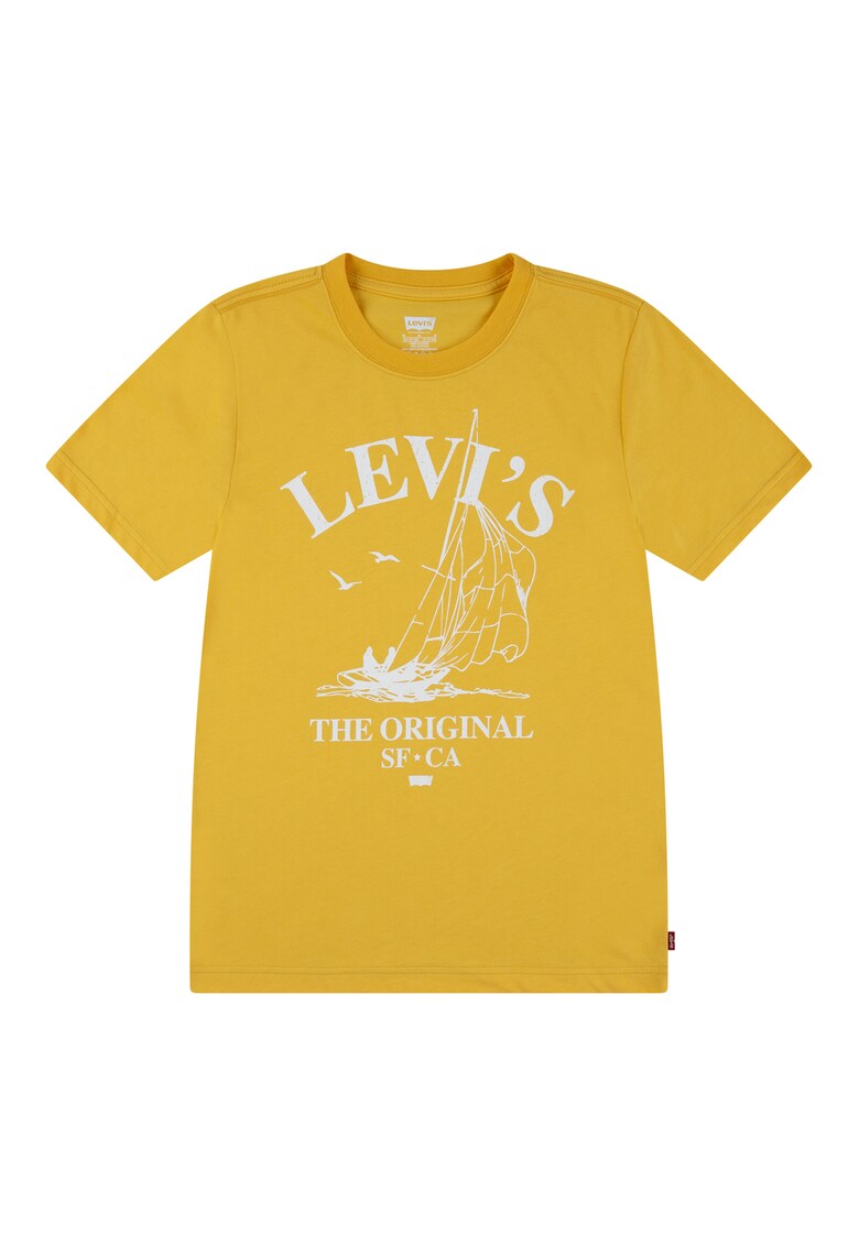 Tricou din amestec de bumbac cu logo - Alb/Galben mustar