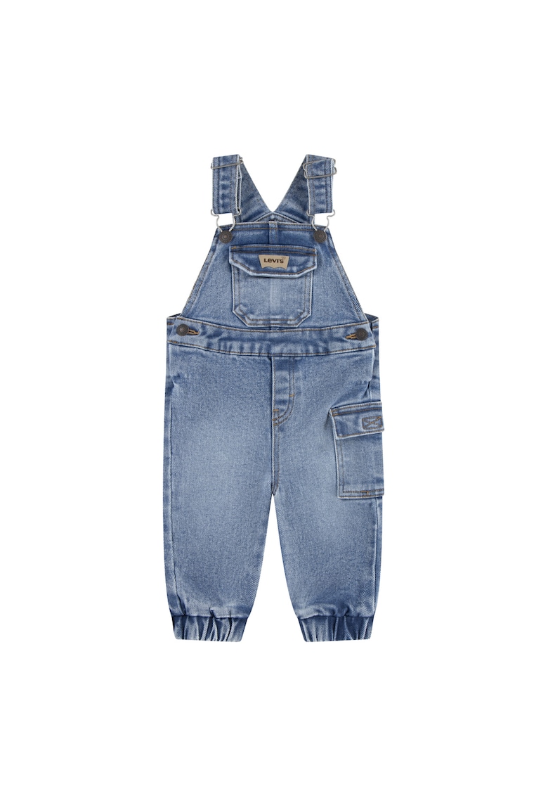 Salopeta de denim cu aplicatie logo