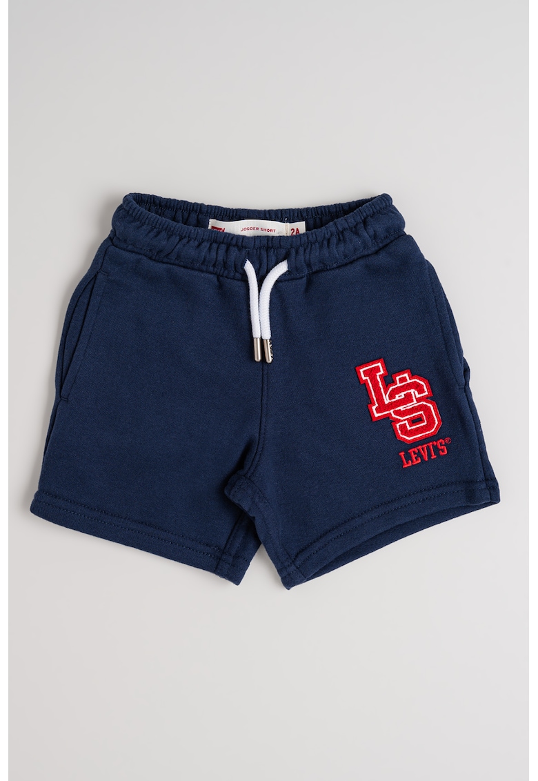 Pantaloni scurti din amestec de bumbac cu model text