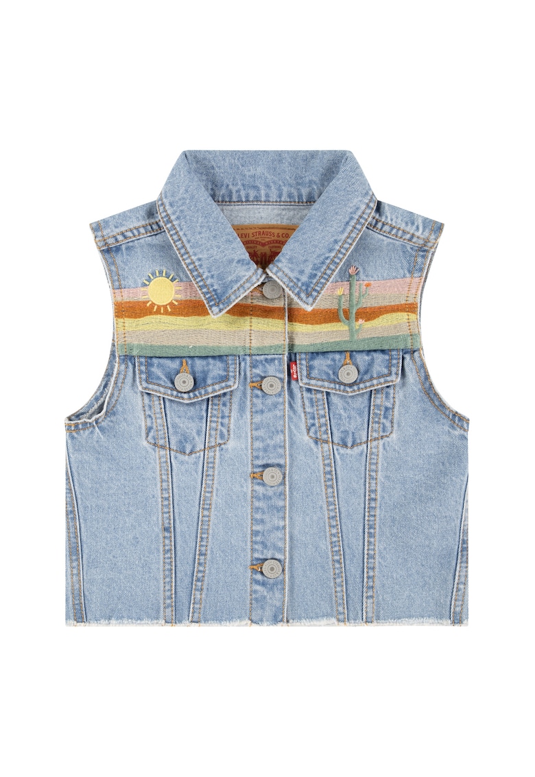 Jacheta de denim cu dungi