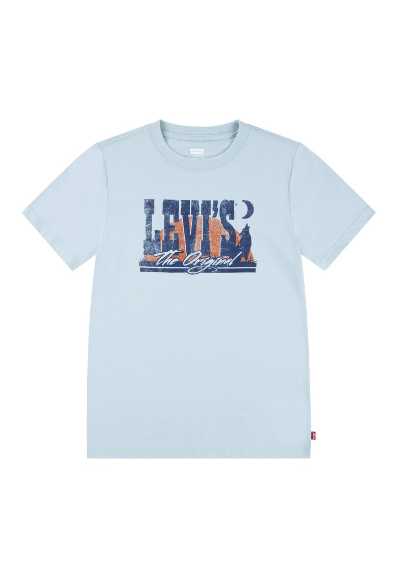 Tricou din amestec de bumbac cu logo - Albastru inchis/Portocaliu stins/Albastru deschis