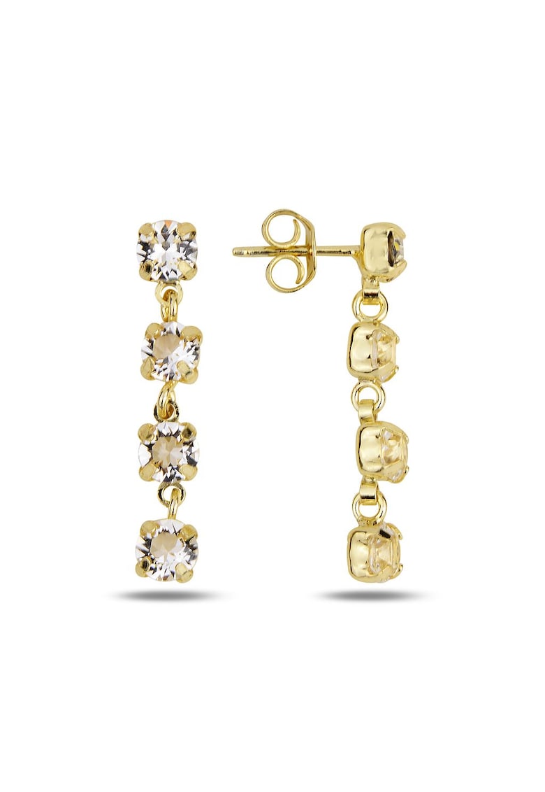 Cercei drop din argint 925 decorati cu cristale Cercei drop din argint 925 decorati cu cristale