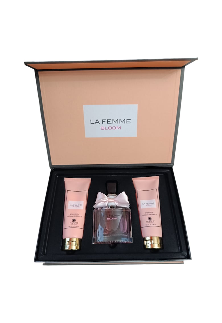 Set cadou pentru femei La Femme Bloom  EDP 100 ml + gel de dus 100 ml + body lotion 100 ml