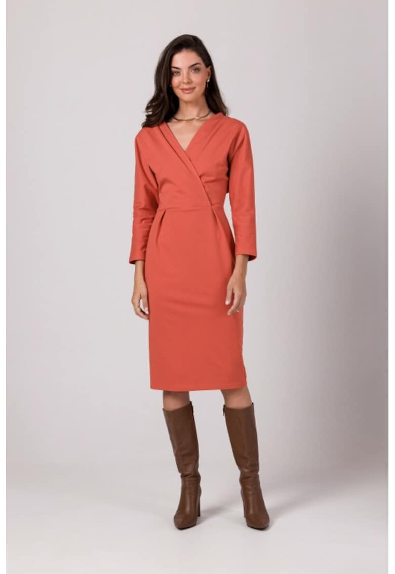 Rochie cu decolteu tip cache coeur -  Rosu -