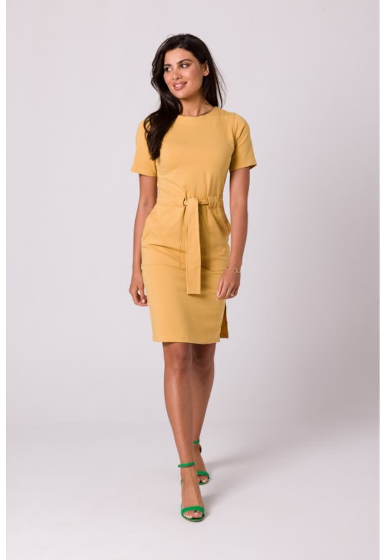 Rochie din bumbac cu brau -