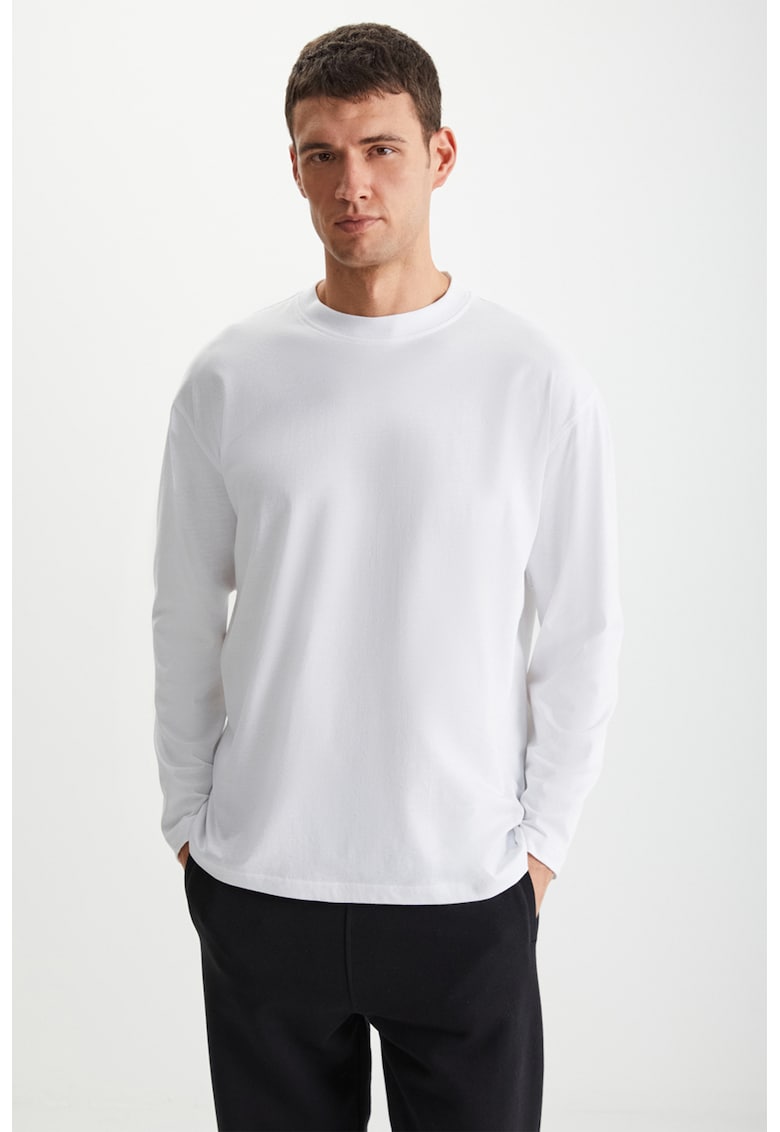 Bluza de bumbac cu decolteu la baza gatului