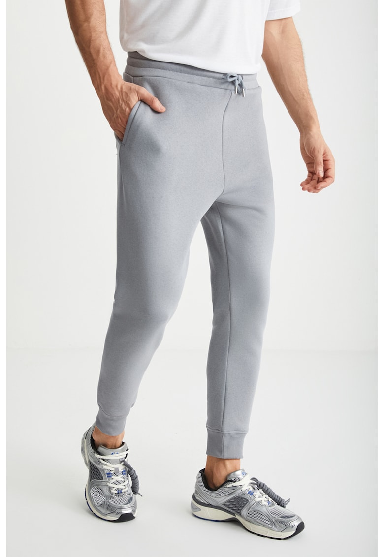 Pantaloni de trening cu talie medie si snur