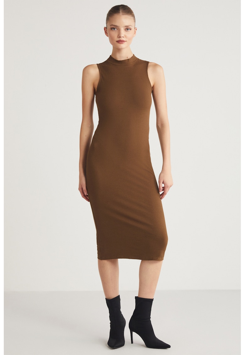 Rochie midi cambrata - Caramel