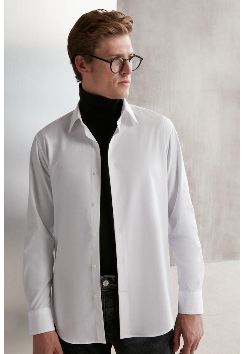 Camasa slim fit de bumbac - Alb optic