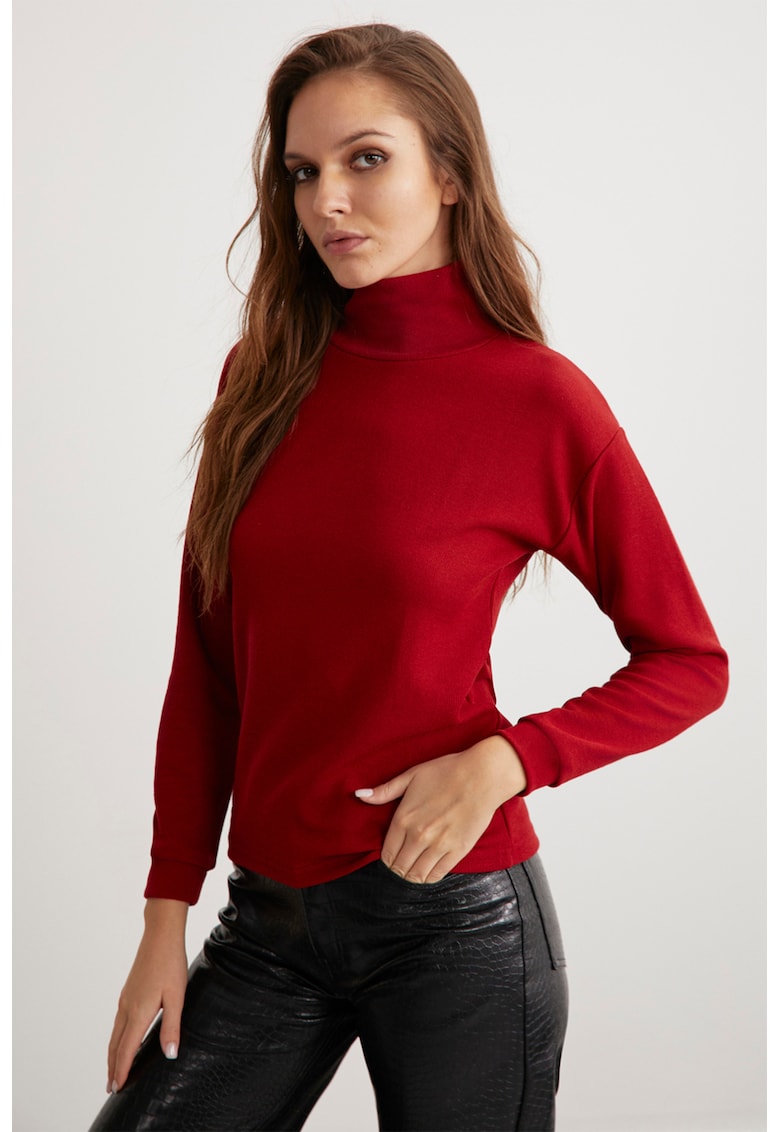 Bluza slim fit cu guler inalt