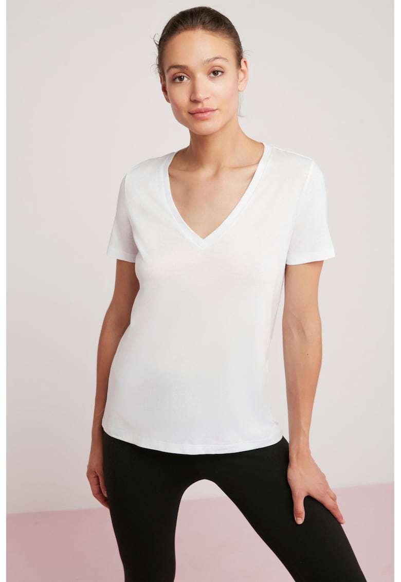 Tricou de bumbac cu decolteu in V Tricou de bumbac cu decolteu in V