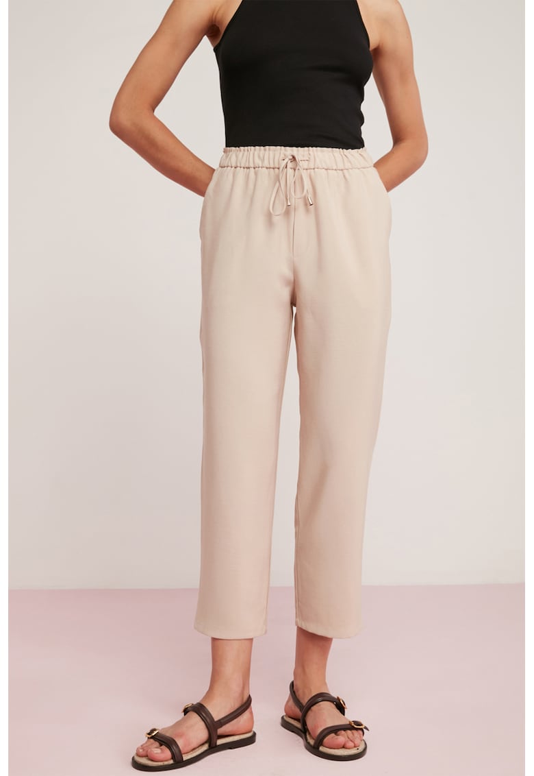 Pantaloni crop cu talie inalta Pantaloni crop cu talie inalta