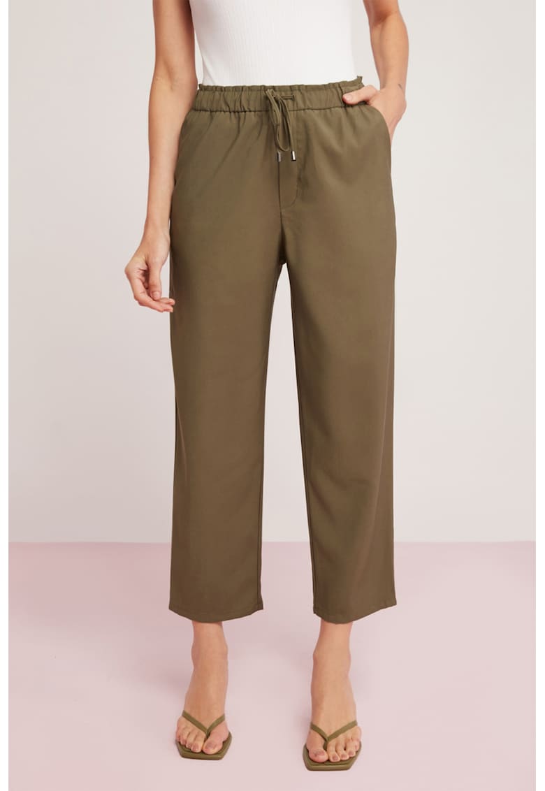 Pantaloni crop cu talie inalta Pantaloni crop cu talie inalta