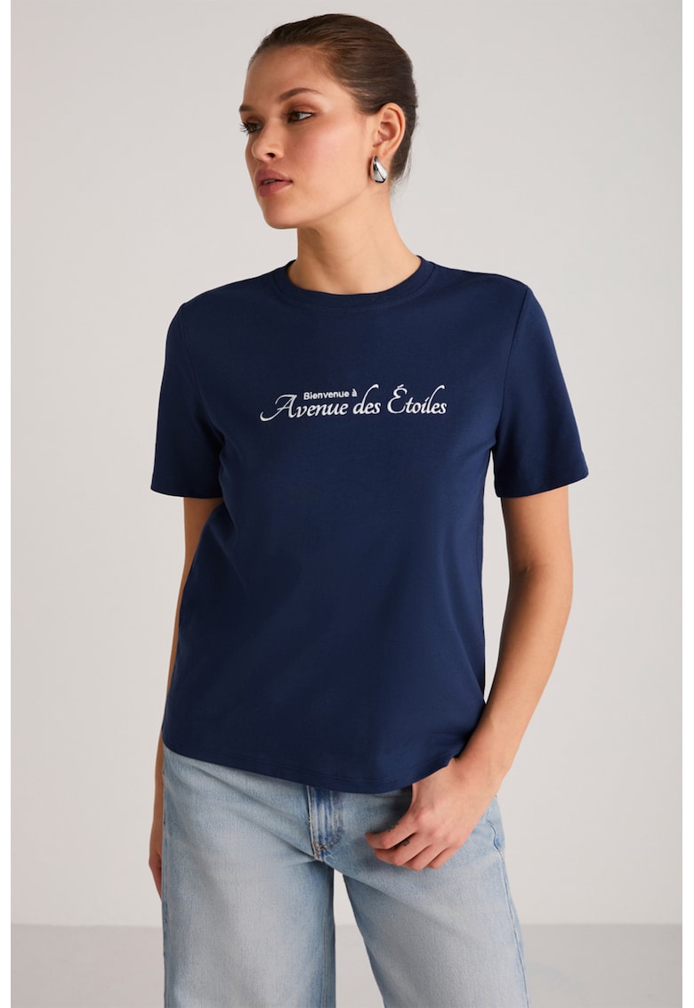 Tricou de bumbac cu imprimeu text