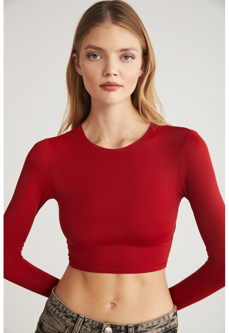 Bluza crop din amestec de bumbac