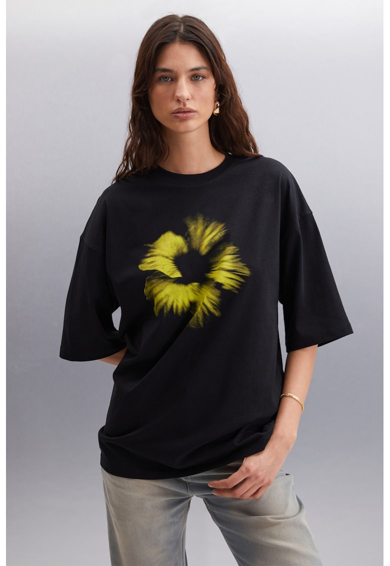 Tricou de bumbac cu maneci medii