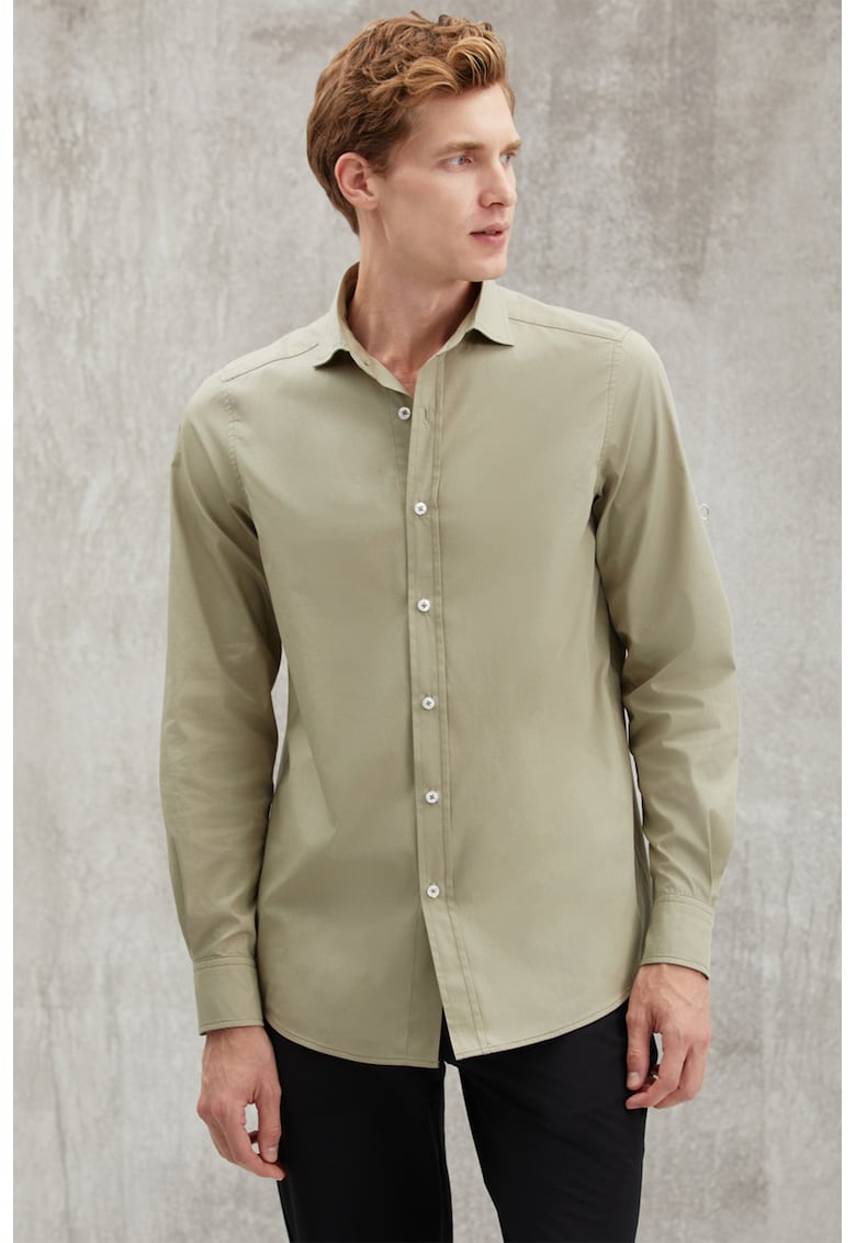 Camasa de bumbac cu maneci lungi Camasa de bumbac cu maneci lungi