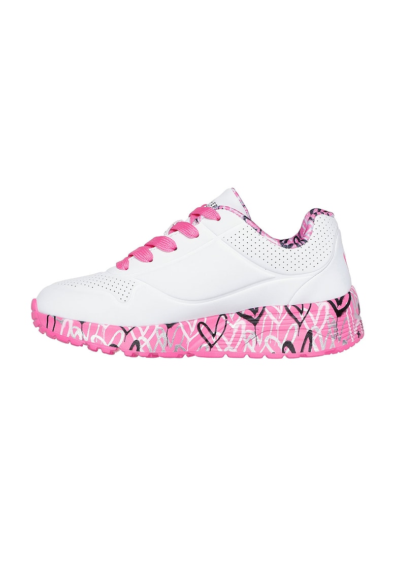 Pantofi sport de piele ecologica Uno Lite - Lovely Luv - Alb/Roz